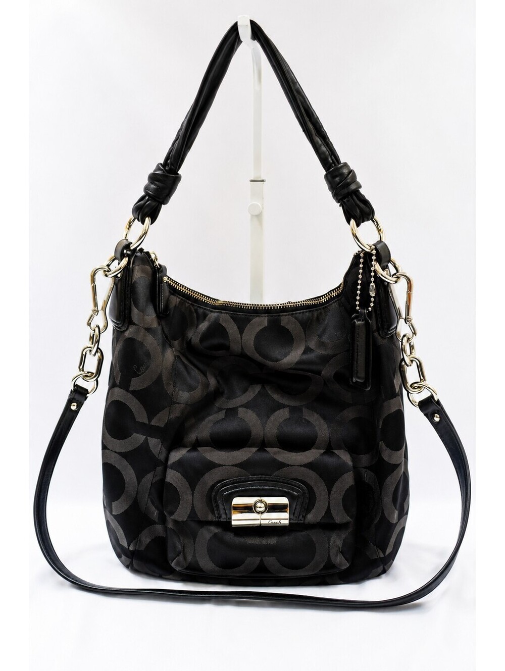 Coach Kristin Op Art Sateen Convertible Hobo Bag